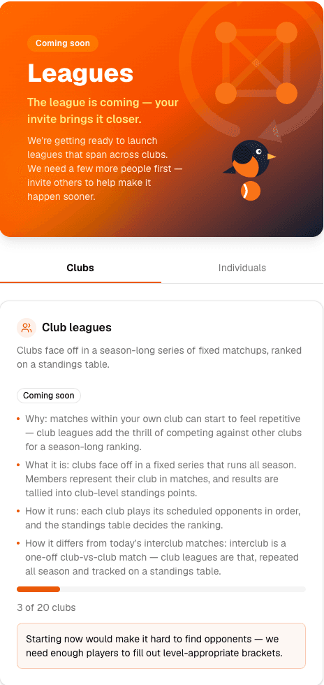 MatchRobin leagues teaser page